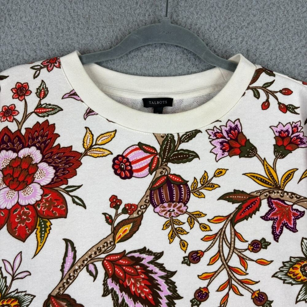 Talbots Floral Top XL Crewneck Sweatshirt Blooming Jacobean 100% Cotton 2025 - Picture 4 of 15